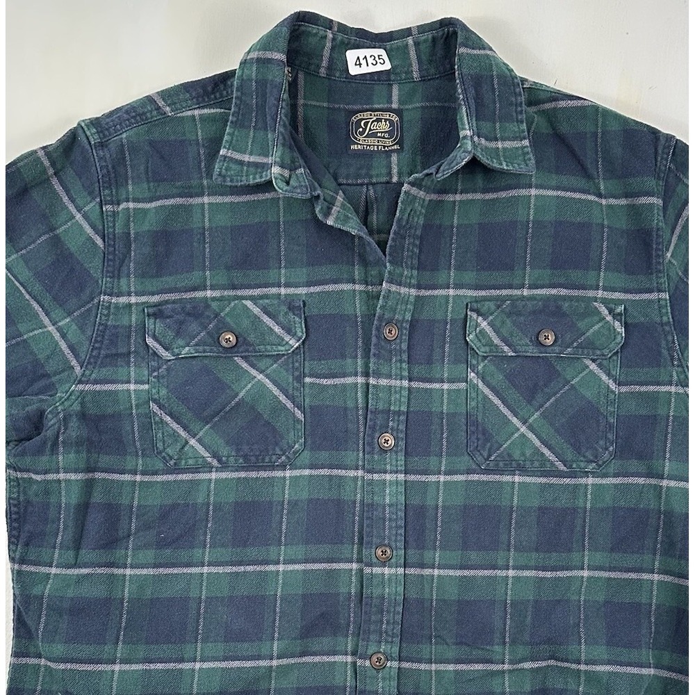 Jachs Heritage‎ Flannel Shirt Mens XXL Green Plaid Blackwatch Heavyweight 2XL
